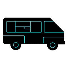 Black Silhouette of Vintage Van