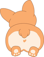A humorous corgi rear view character featuring a heart design.