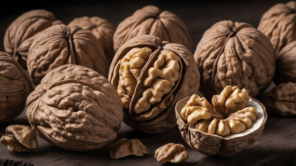 walnuts on a wooden table