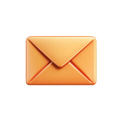 Glossy Orange Email Icon 3D Rendered Message New Notification Digital on transparent background