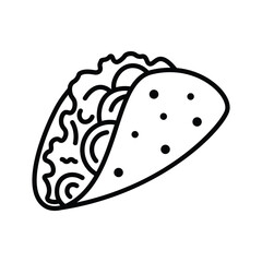 Taco icon with line style, editable stroke design