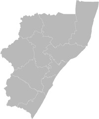 KwaZulu-Natal, South Africa – administrative vector map with district boundaries (Web Mercator projection, PPT-compatible & fully editable)