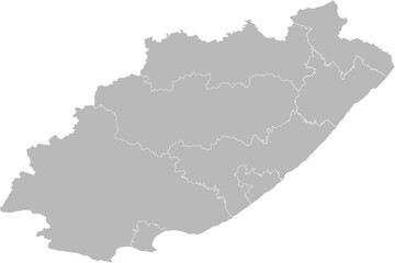 Eastern Cape, South Africa – administrative vector map with district boundaries (Web Mercator projection, PPT-compatible & fully editable)