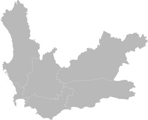 Western Cape, South Africa – administrative vector map with district boundaries (Web Mercator projection, PPT-compatible & fully editable)