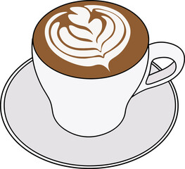 A cup of hot coffee with latte art on top