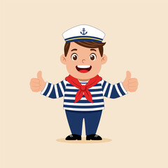 A colored flat illustration of a sailor cartoon character