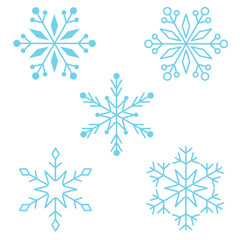 set of vector snowflakes in wintertime 