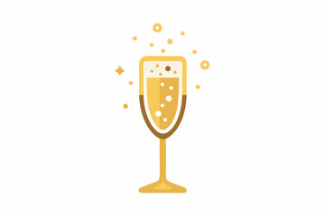 champagne glass icon with golden sparkles