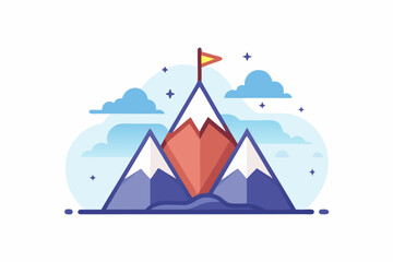 mountain peak icon flag clouds