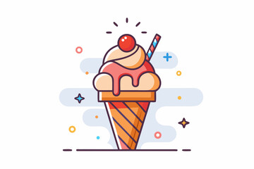 ice cream cone icon festive topping sparkles