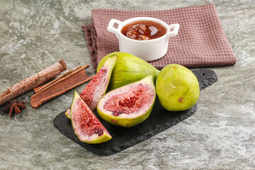 Tropical exotic green fig with cut