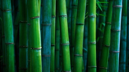 Fototapeta premium Bamboo Stalks in Lush Green Forest