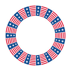 Circle Frame with Stars and Stripes - July 4th concept. Vector illustration
