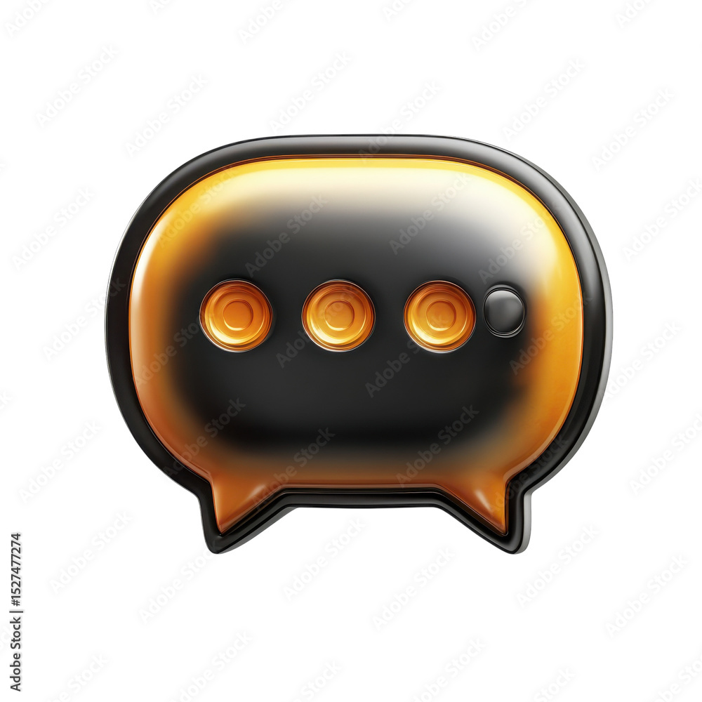 Fototapete Modern Glossy Chat Bubble Icon With Three Dots Design Waiting Message on transparent background