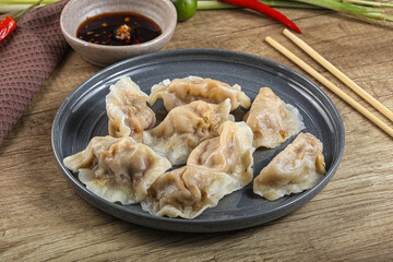 Asian steamed dumplings with meat