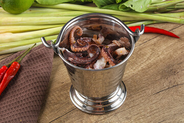 Grilled octopus tentacle sliced appetizer