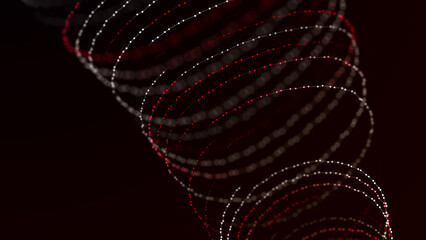 Digital binary data tunnel. Abstract connection of dots and lines on dark background. Concept of network. 3D