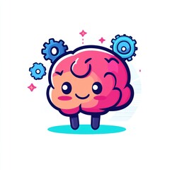 Cute cartoon brain with gears (1)