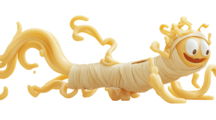 Playful Yellow Food Character On Transparent Background