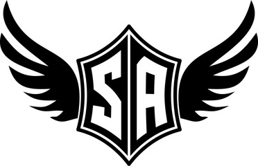 SA logo emblem with winged and shield template