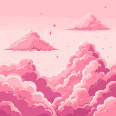 Dreamy Pink Cloudscape: Pastel Sky Illustration