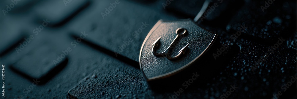 Aufkleber Pulsing Antivirus Shield in Action to Protect Against Phishing Threats on a Keyboard Surface