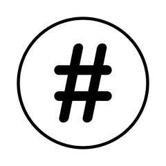Flat hashtag icon with simple clean lines