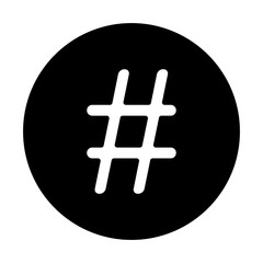Minimal hashtag icon inside dark circular frame