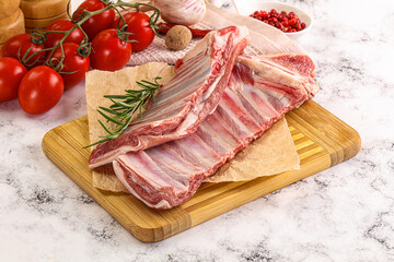Raw lamb ribs rack for cooking