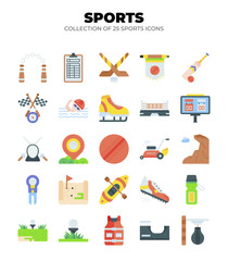 Collection of 25 Colorful Flat Sports Icons