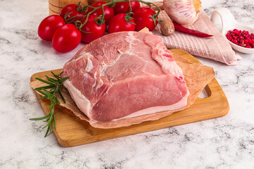 Raw pork meat piece for cooking