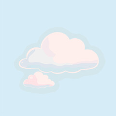 Pastel Pink Clouds on Light Blue Background - Cute Cartoon Illustration