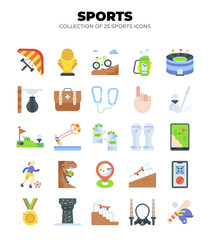 Collection of 25 Sports Icons. A Vibrant Guide to Various Sports and Activities