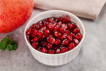 Ripe sweet red pomegranate seeds
