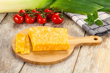 Marble yellow cheese with slices