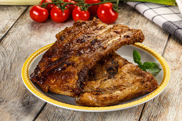 Tasty roasted pork ribs with spices