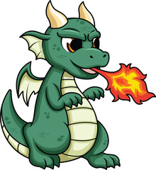 Cute Dragon Breathing Fire Vector Image