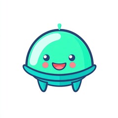 Obraz premium Cute, cartoon alien spaceship
