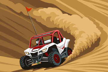 Extreme Utv Vehicle Desert Buggy Action Illustration background design vector art
