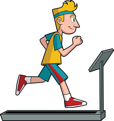 Man Running On Treadmill Vector Image