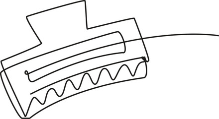 Hair claw clip vector. One line continuous drawing. Linear silhouette, minimal fashion icon, beauty fashion print, banner, card, poster, brochure, doodle illustration, shop sign,logo vector