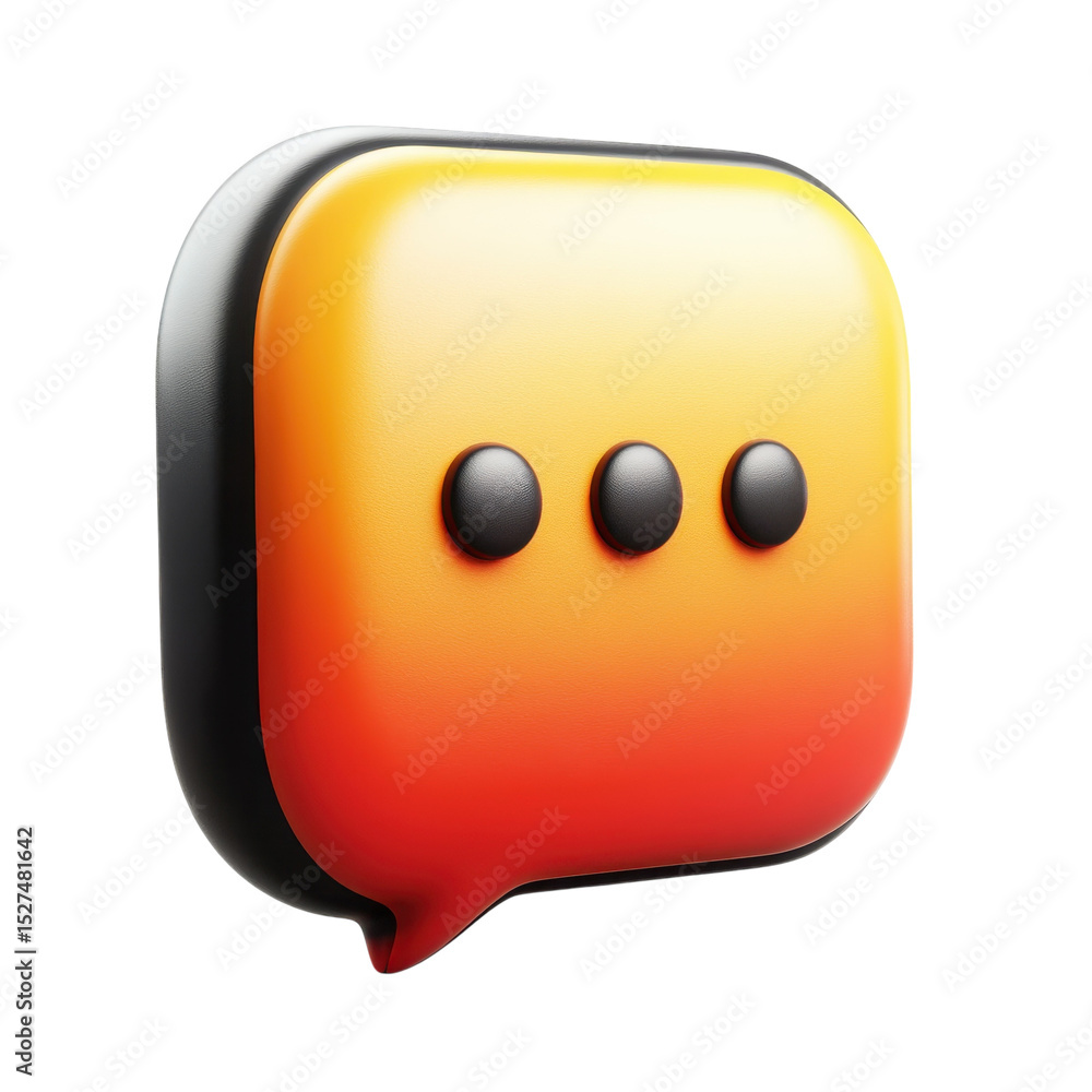 Fototapete Chat bubble communication pending message typing notification 3D render on transparent background
