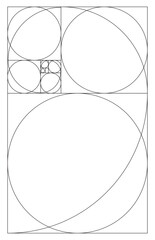 Golden Ratio, Phi, Fibonacci Sequence Illustration, Mathematical, Architectural Pattern, Sacred Geometry Clipart