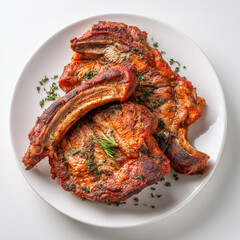 Delicious Grilled Pork Chops on a White Plate