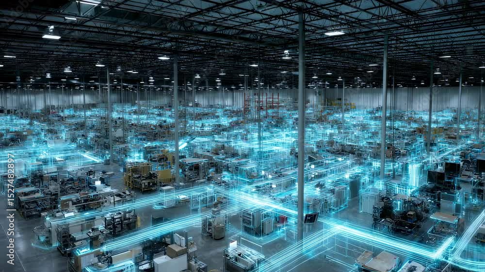 Aufkleber augmented reality interface managing operations in a large, dark warehouse, optimizing logistics and