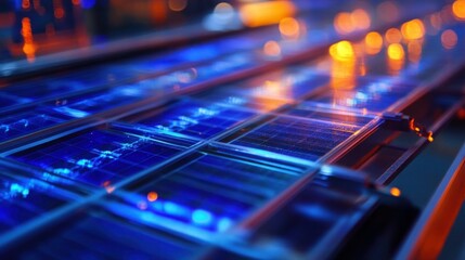 Aerial shot of a sugarcane farm with solar panels, a large water tank, and well-maintained irrigation systems