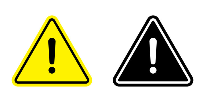 Warning triangle icon. Yellow caution warn in png. Warning sign with exclamation mark. Alert warn in triangle.