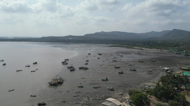 alibaug dry beach drone shot
