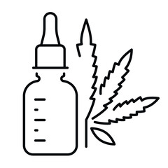 Cannabis oil bottle icon highlighting the natural healing aspects of the plant