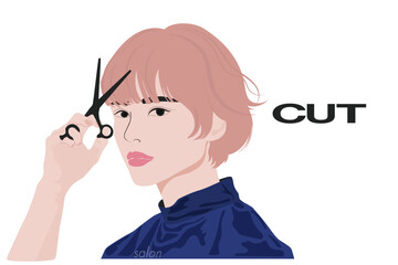 Obraz premium 美容室でのカットシーン
